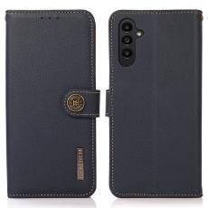 KHAZNEH Galaxy S25 Plus / S24 Plus Fodral Äkta Läder RFID Blå