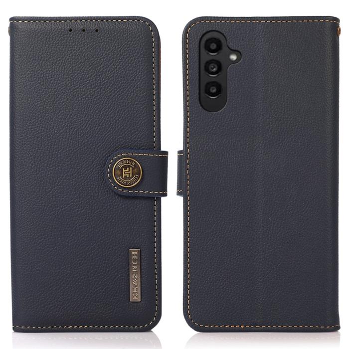 Bild 1, KHAZNEH Galaxy S25 Plus / S24 Plus Fodral Äkta Läder RFID Blå