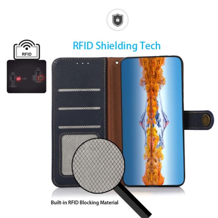 Bild 2, KHAZNEH Galaxy S25 Plus / S24 Plus Fodral Äkta Läder RFID Blå