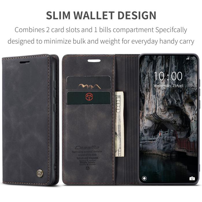 Bild 2, CASEME Xiaomi 15T Fodral Flip Retro Läder Svart