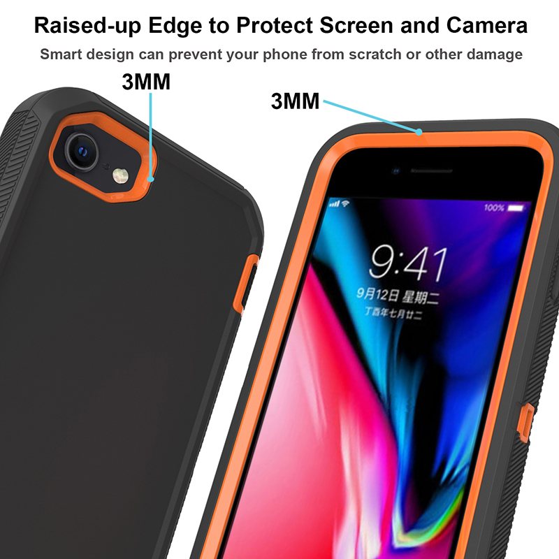 iPhone 7/8/SE (2020/2022) - Shockproof Hybrid Armor Skal - Svart/Orange