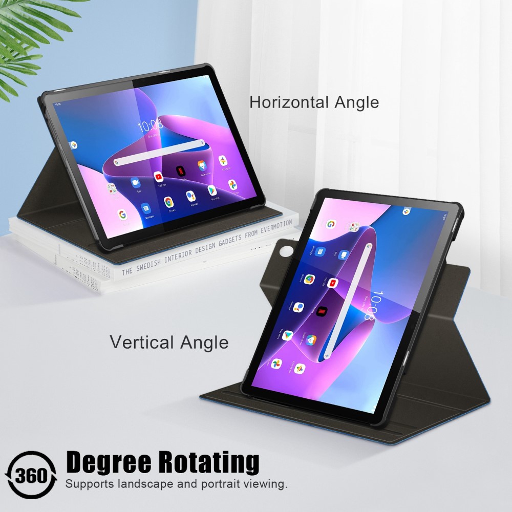 Köp Lenovo Tab M10 Gen 3 Fodral 360 Rotation Case Stand Blå
