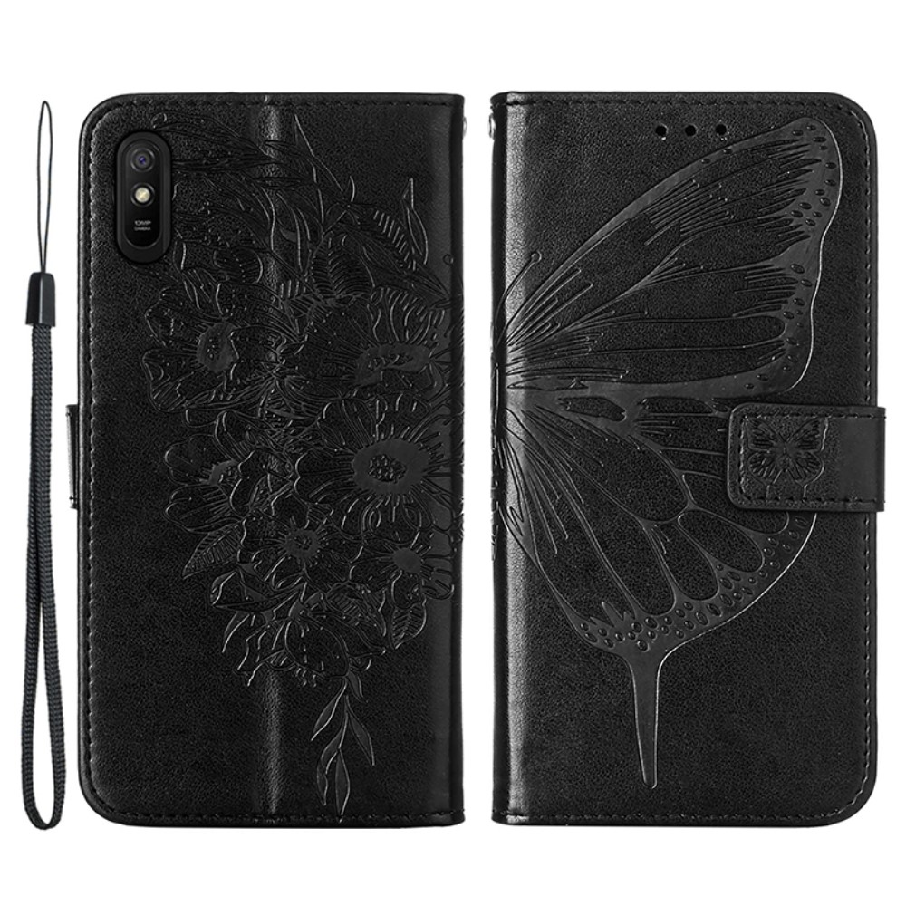 Xiaomi Redmi 9A / 9AT Fodral Butterfly Svart