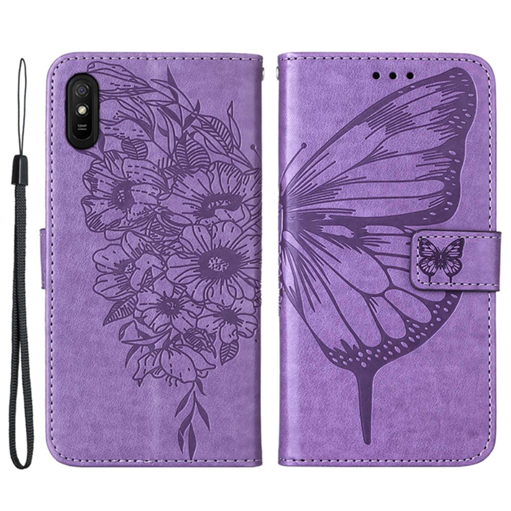 Xiaomi Redmi 9A / 9AT Fodral Butterfly Ljus Lila