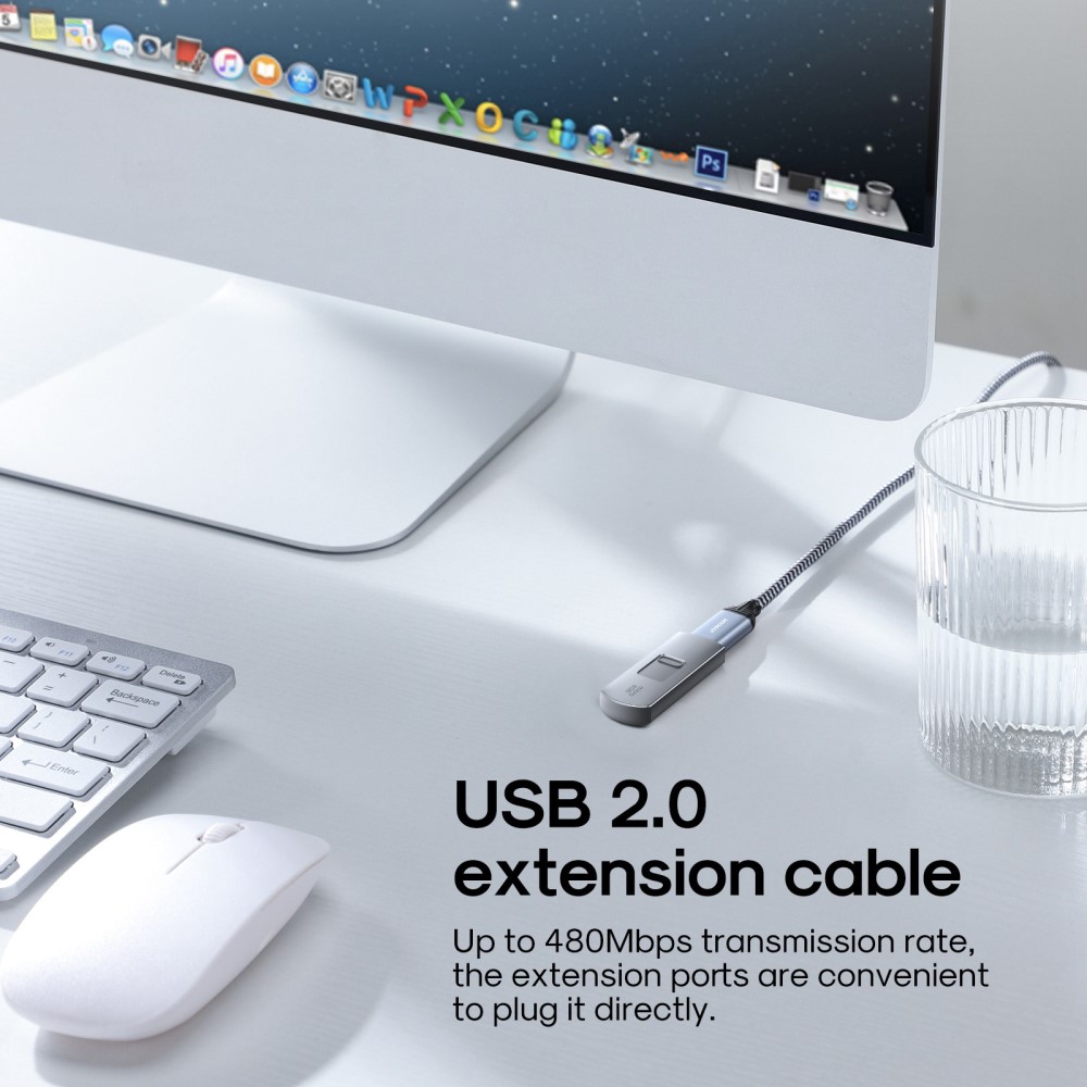 JOYROOM 2m Förlängning Kabel 3A USB-A Hane - USB-A Hona Flätad Nylon
