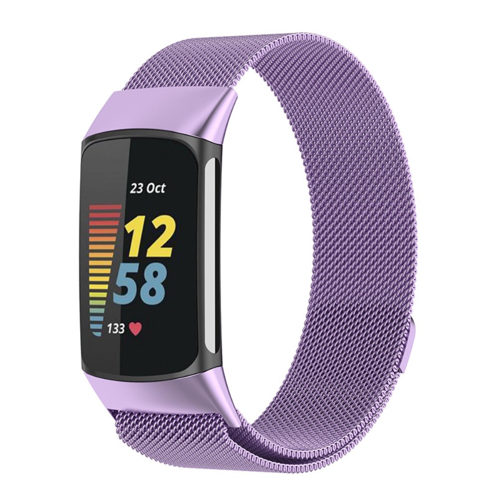 Fitbit Charge 6 / 5 Metall Armband Milanese Loop Lila