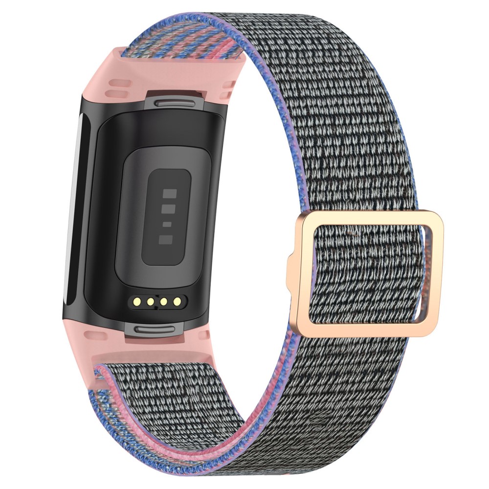 Fitbit Charge 6 / 5 Armband Justerbart Nylon Gr/Rosa