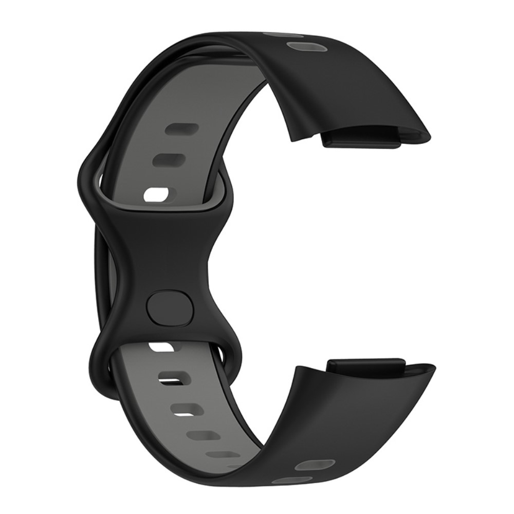Fitbit Charge 6 / 5 Armband Silikon Tvfrgat Svart/Gr