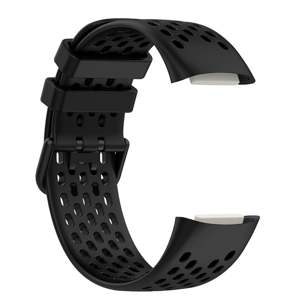 Fitbit Charge 6 / 5 Armband Silikon Ihligt Svart