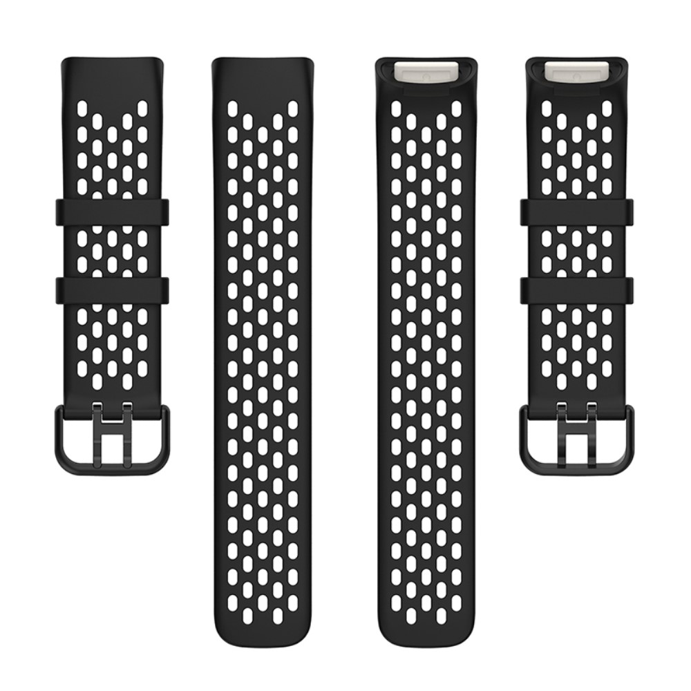 Fitbit Charge 6 / 5 Armband Silikon Ihligt Svart