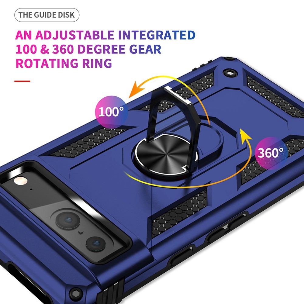 Google Pixel 7 Skal Shockproof Hybrid Ring Armor Blå