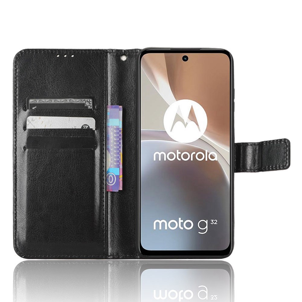 Motorola Moto G32 Fodral Crazy Horse Lder Svart