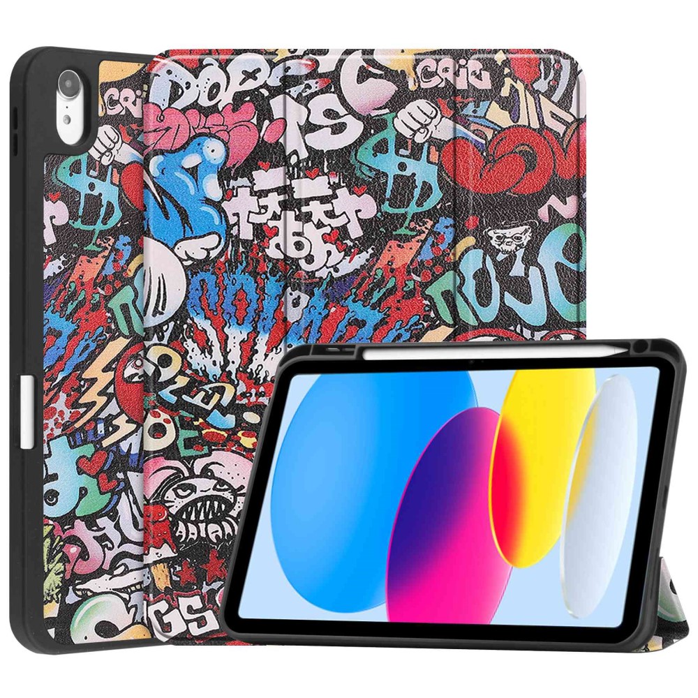 iPad 10.9 2022 Fodral Tri-Fold Pennhllare Graffitti
