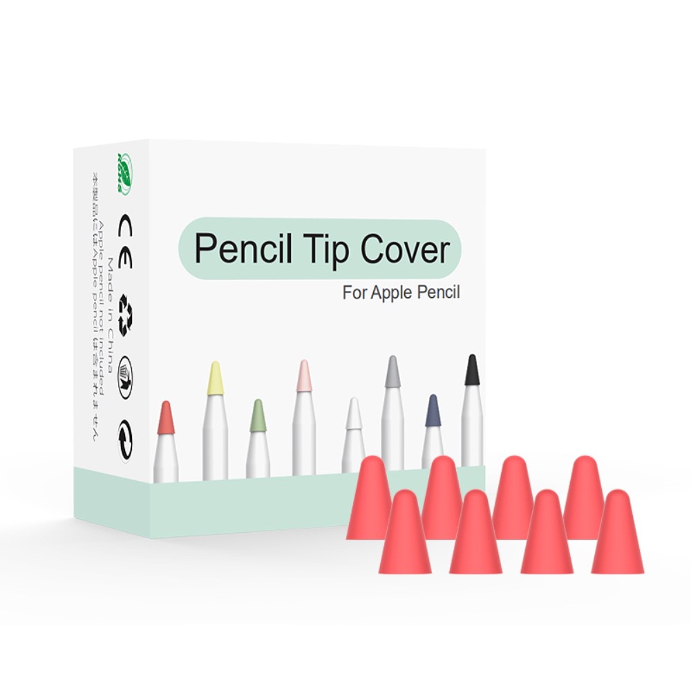 8-PACK Apple Pencil 1/2 Spetsskydd / Tip Cover Röd