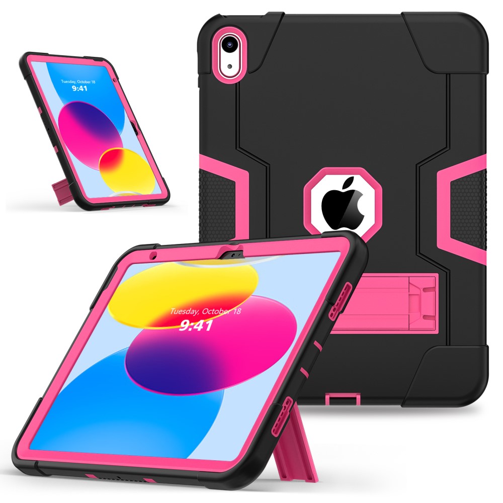 iPad 10.9 2022 Shockproof Hybrid Skal Med Kickstand Svart/Rosa