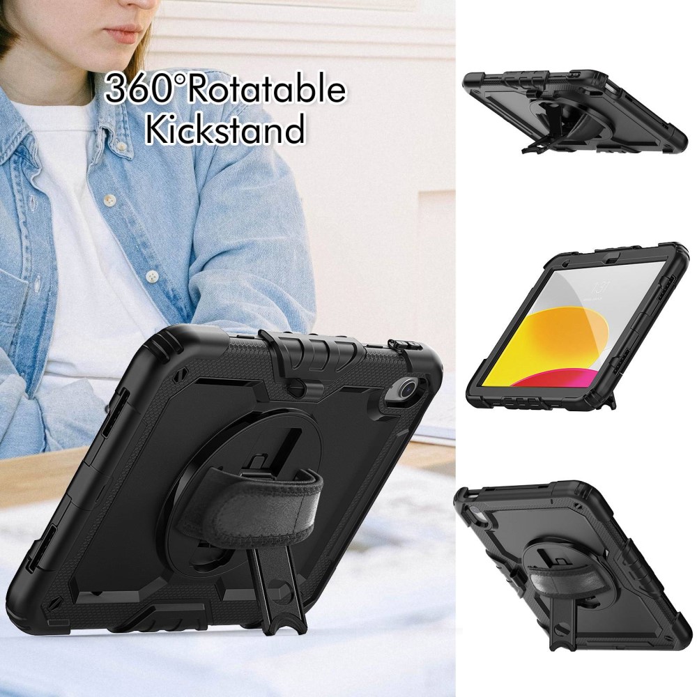 iPad 10.9 2022 Skal 360 Shockproof Hybrid Kickstand Svart