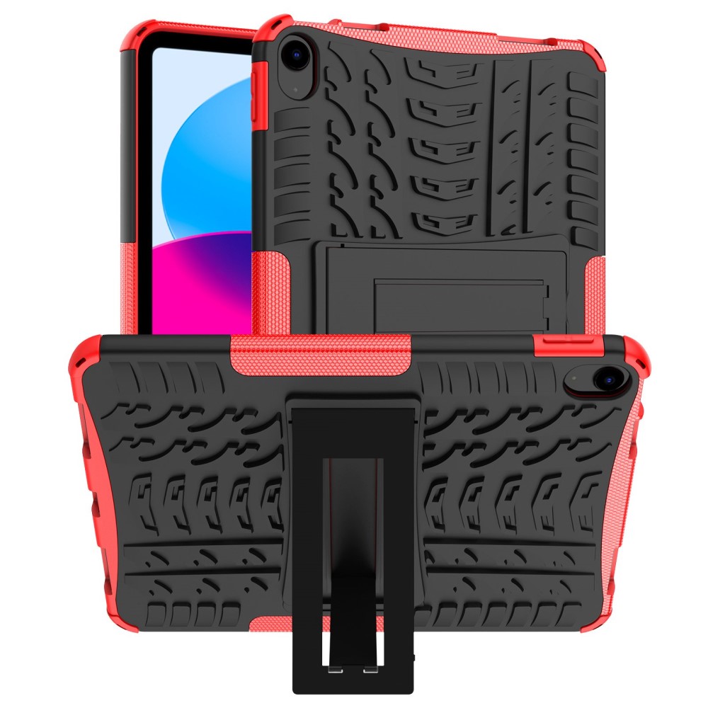 iPad 10.9 2022 Skal Rugged Kickstand Armor Röd