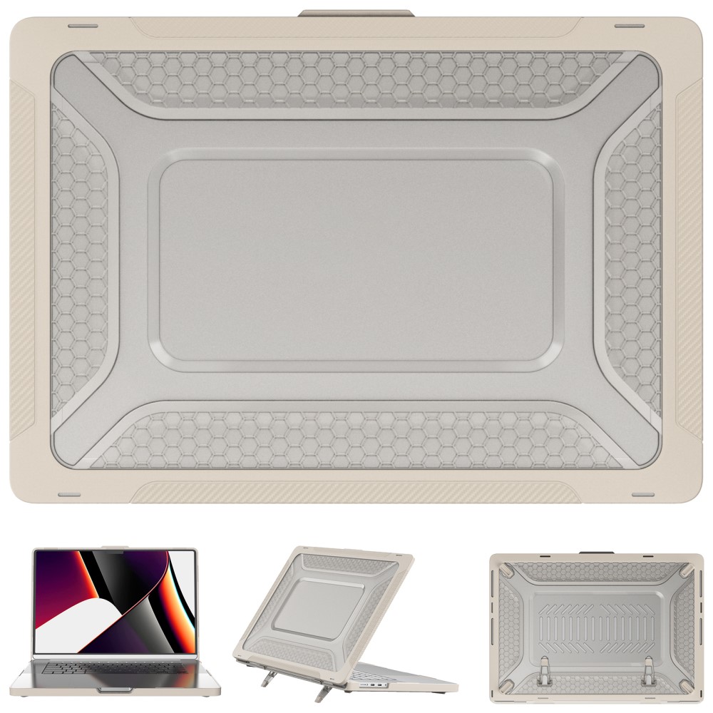 MacBook Pro 16 2021-2023 Skal Med Kickstand Beige