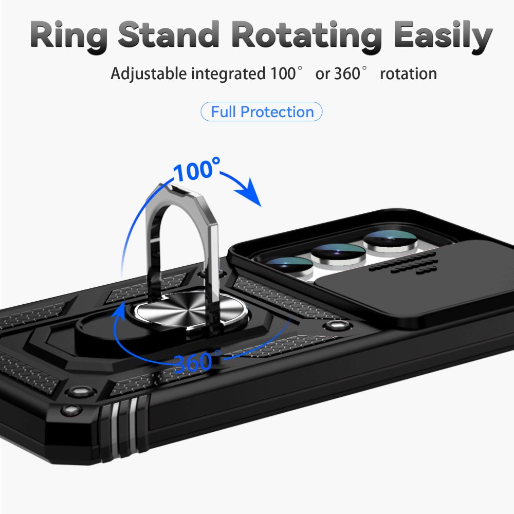 Samsung Galaxy S23 Skal Hybrid CamShield Ring Svart