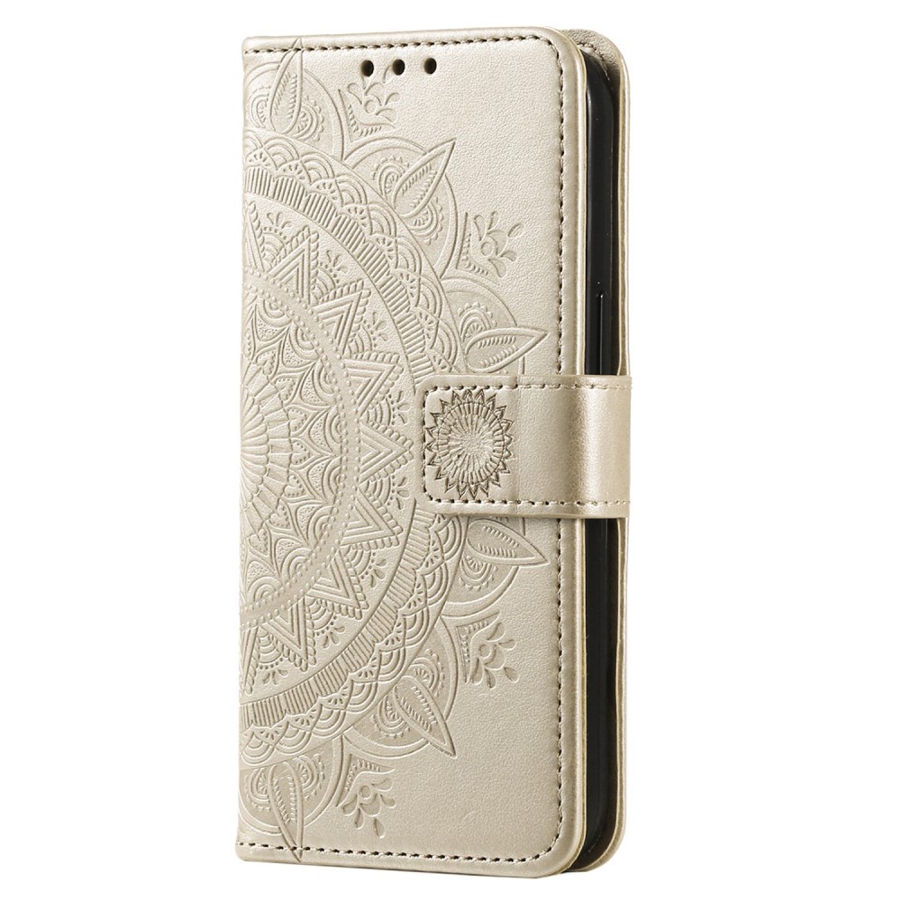 Samsung Galaxy S23 Fodral Mandala Läder Guld