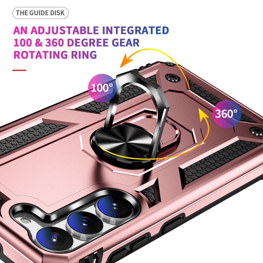 Samsung Galaxy S23 Skal Shockproof Ring Hybrid Rosguld