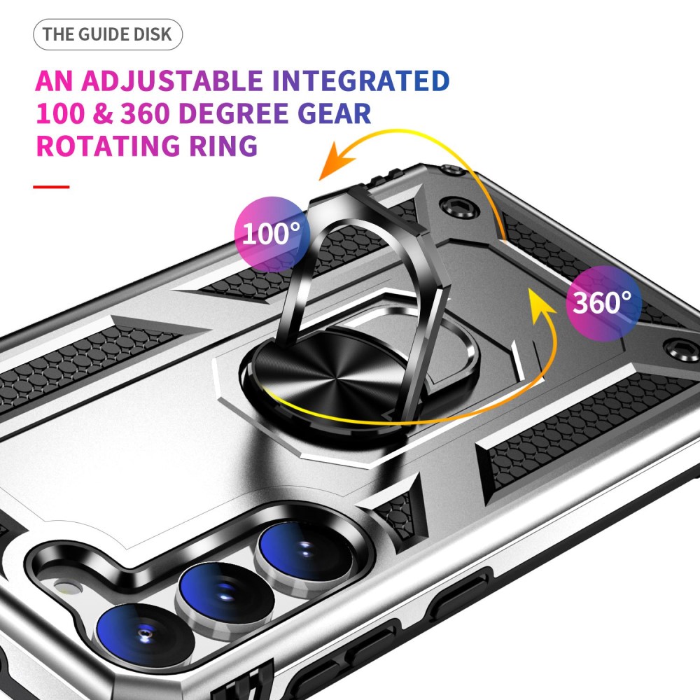 Samsung Galaxy S23 Skal Shockproof Ring Hybrid Silver