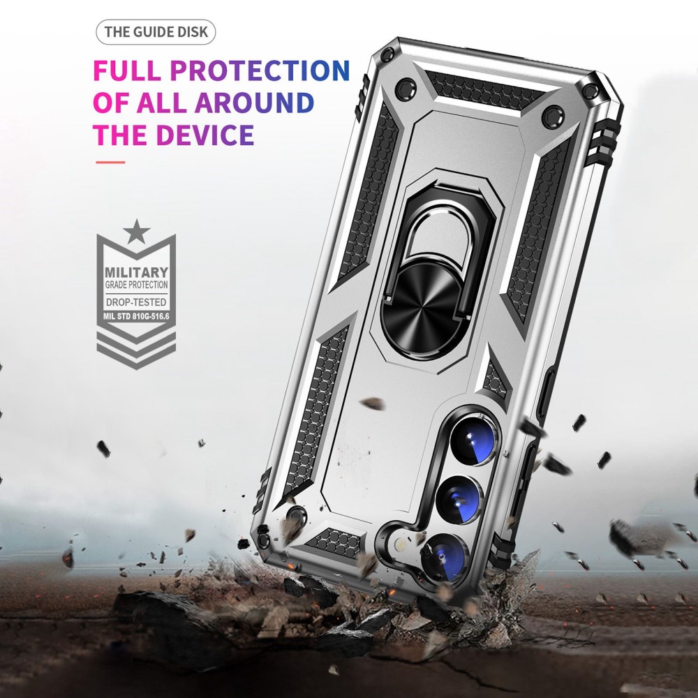 Samsung Galaxy S23 Skal Shockproof Ring Hybrid Silver