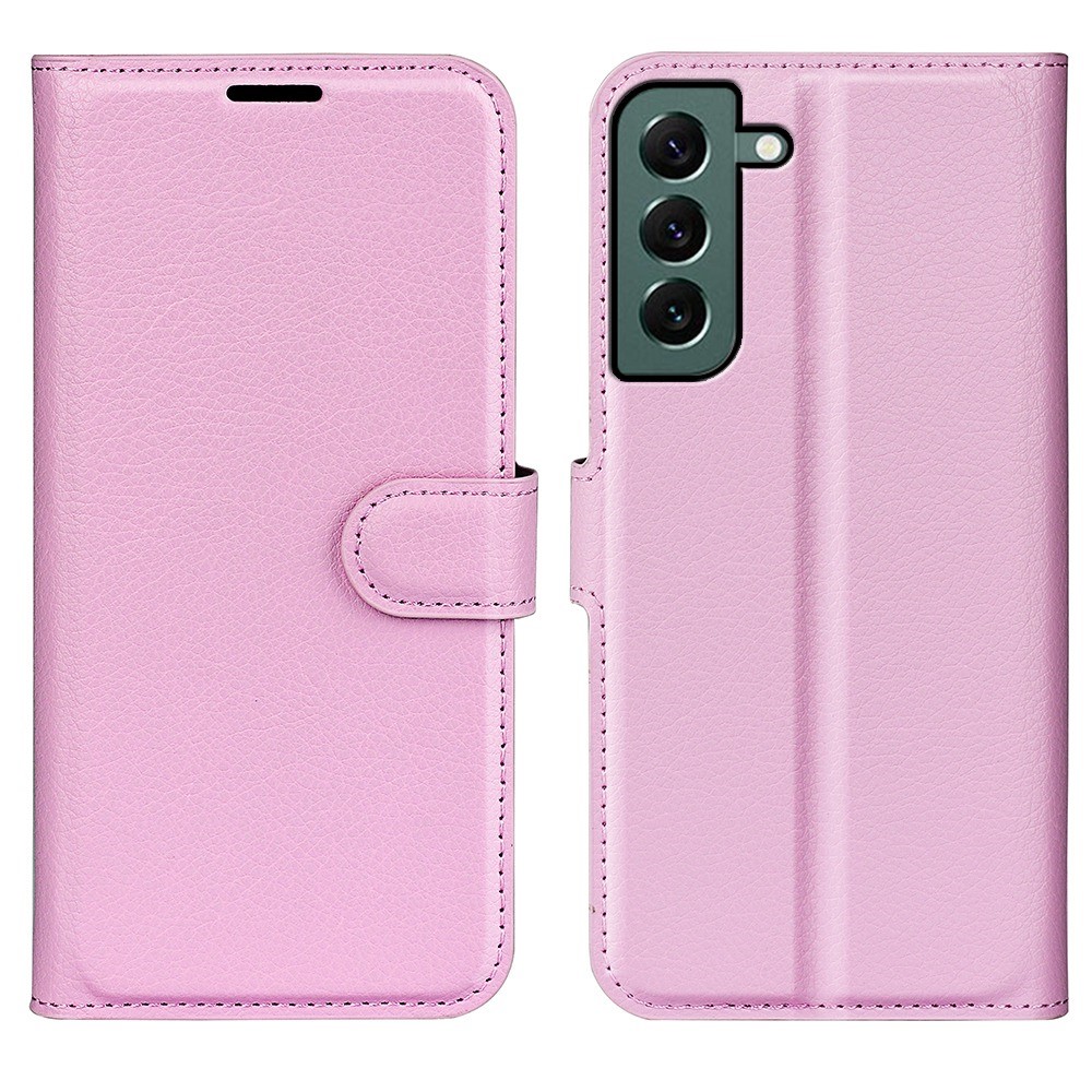 Samsung Galaxy S23 Plus Fodral Litchi Läder Ljus Rosa