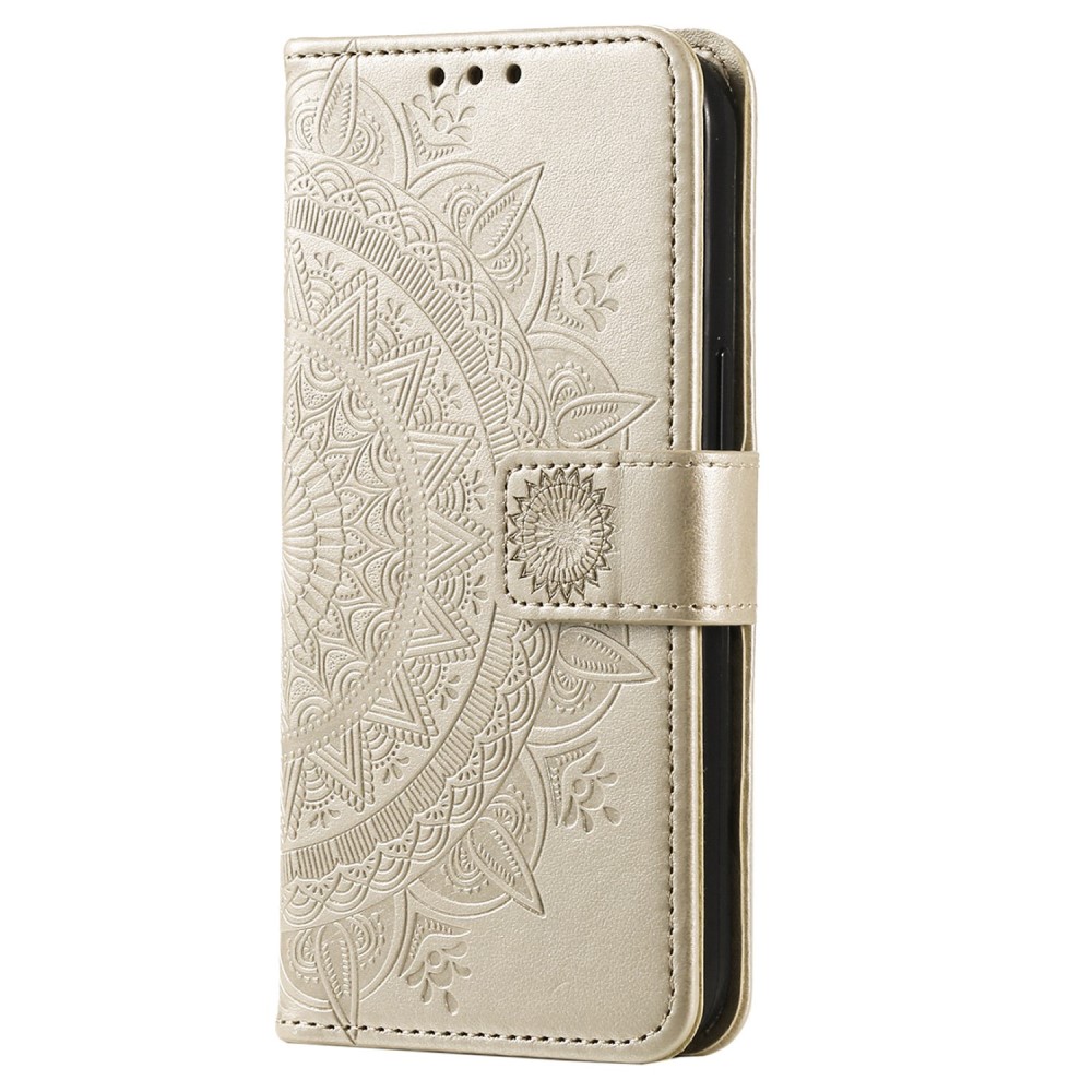 Samsung Galaxy S23 Plus Fodral Mandala Läder Guld