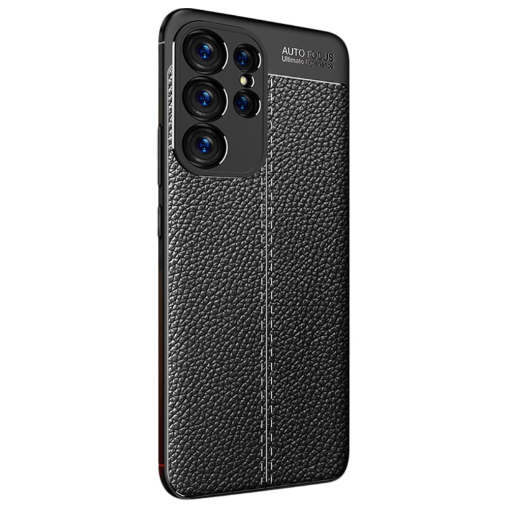 Samsung Galaxy S23 Ultra Skal Litchi Textur Svart