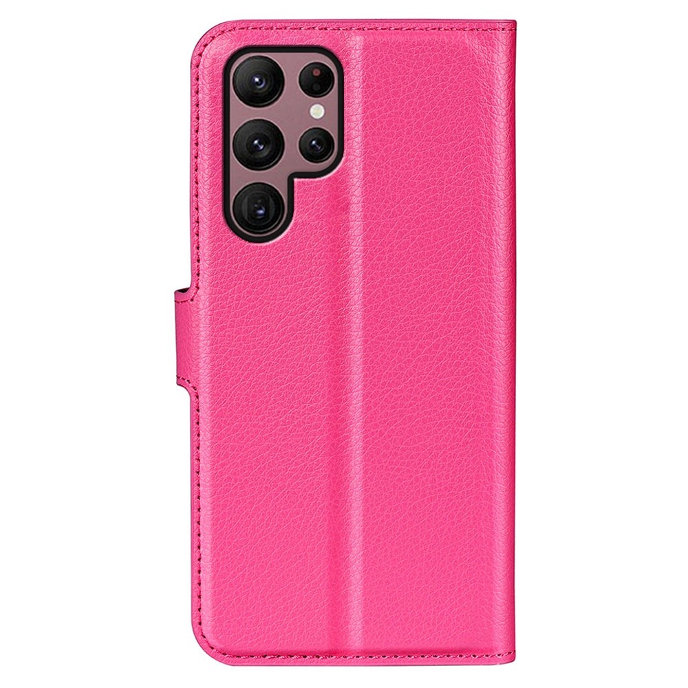 Samsung Galaxy S23 Ultra Fodral Litchi Lder Rosa