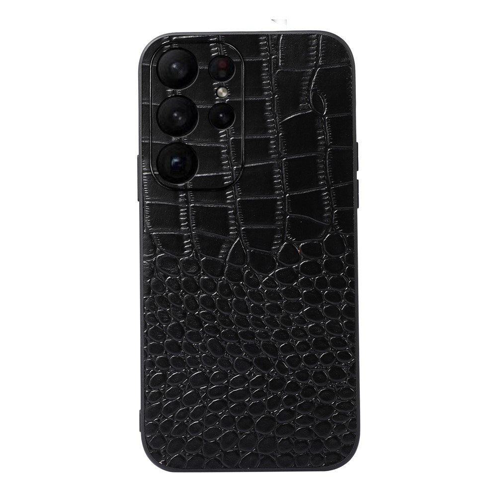 Samsung Galaxy S23 Ultra Skal kta Lder Krokodil Textur Svart