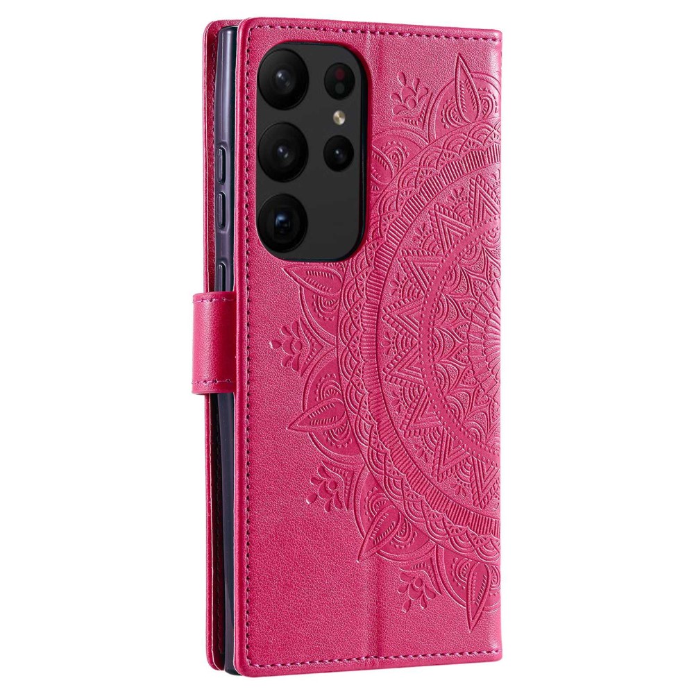 Samsung Galaxy S23 Ultra Fodral Mandala Lder Rosa