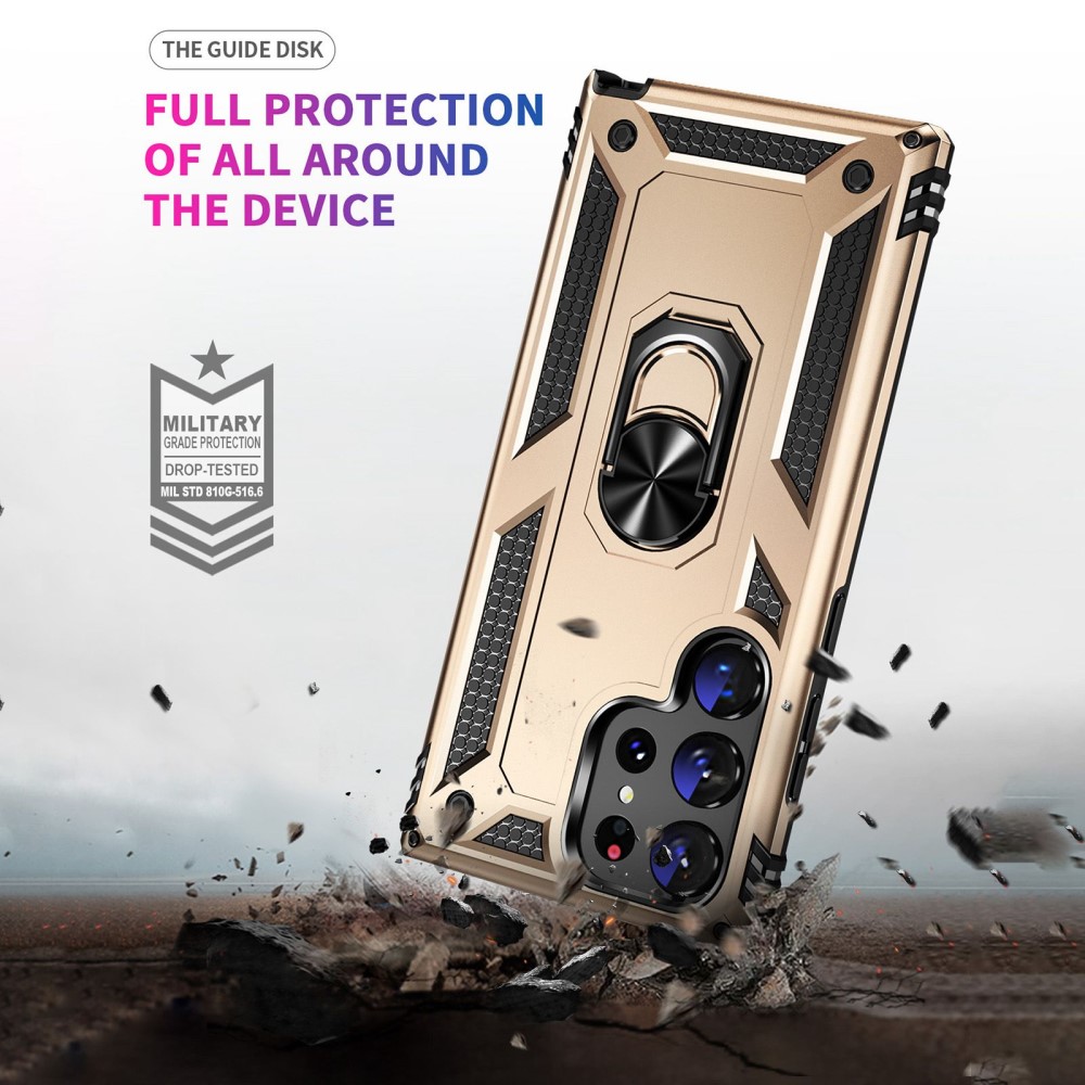 Samsung Galaxy S23 Ultra Skal Ring Armor Hybrid Guld