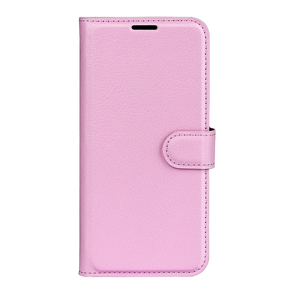 Google Pixel 6A Fodral Litchi Läder Ljus Rosa