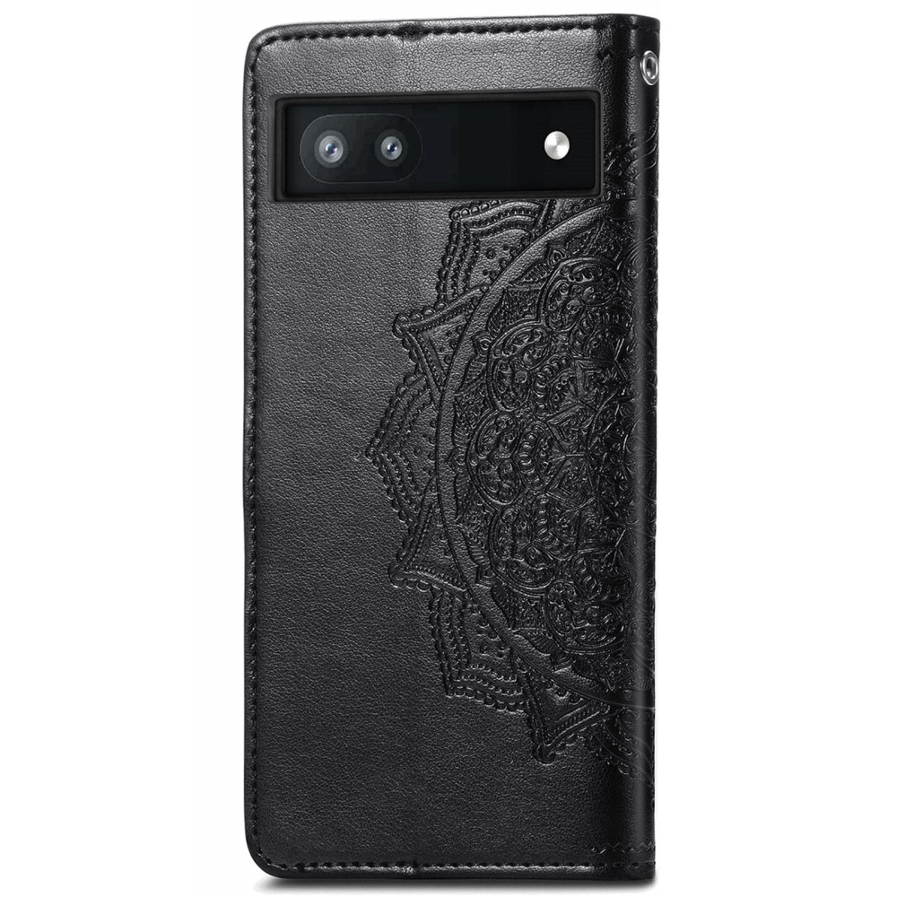 Google Pixel 6A Fodral Mandala Lder Svart