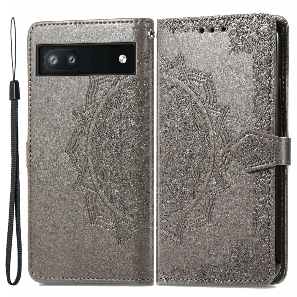 Google Pixel 6A Fodral Mandala Lder Gr