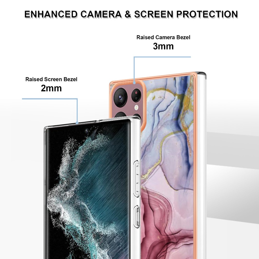 Samsung Galaxy S23 Ultra Skal Marmor TPU Rosguld