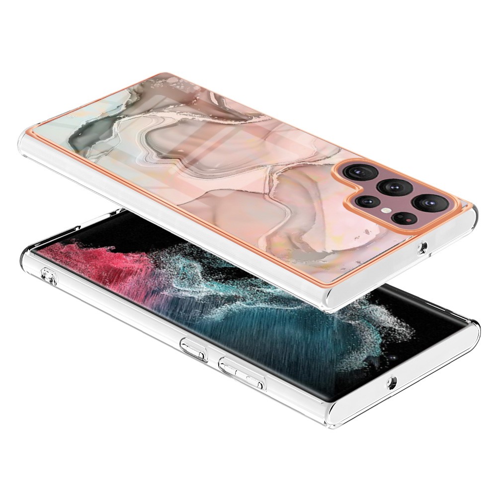 Samsung Galaxy S23 Ultra Skal Marmor TPU Rosa