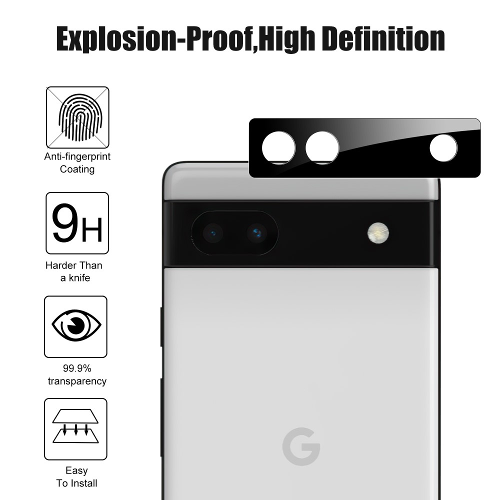 Google Pixel 6A Linsskydd Härdat Glas Svart