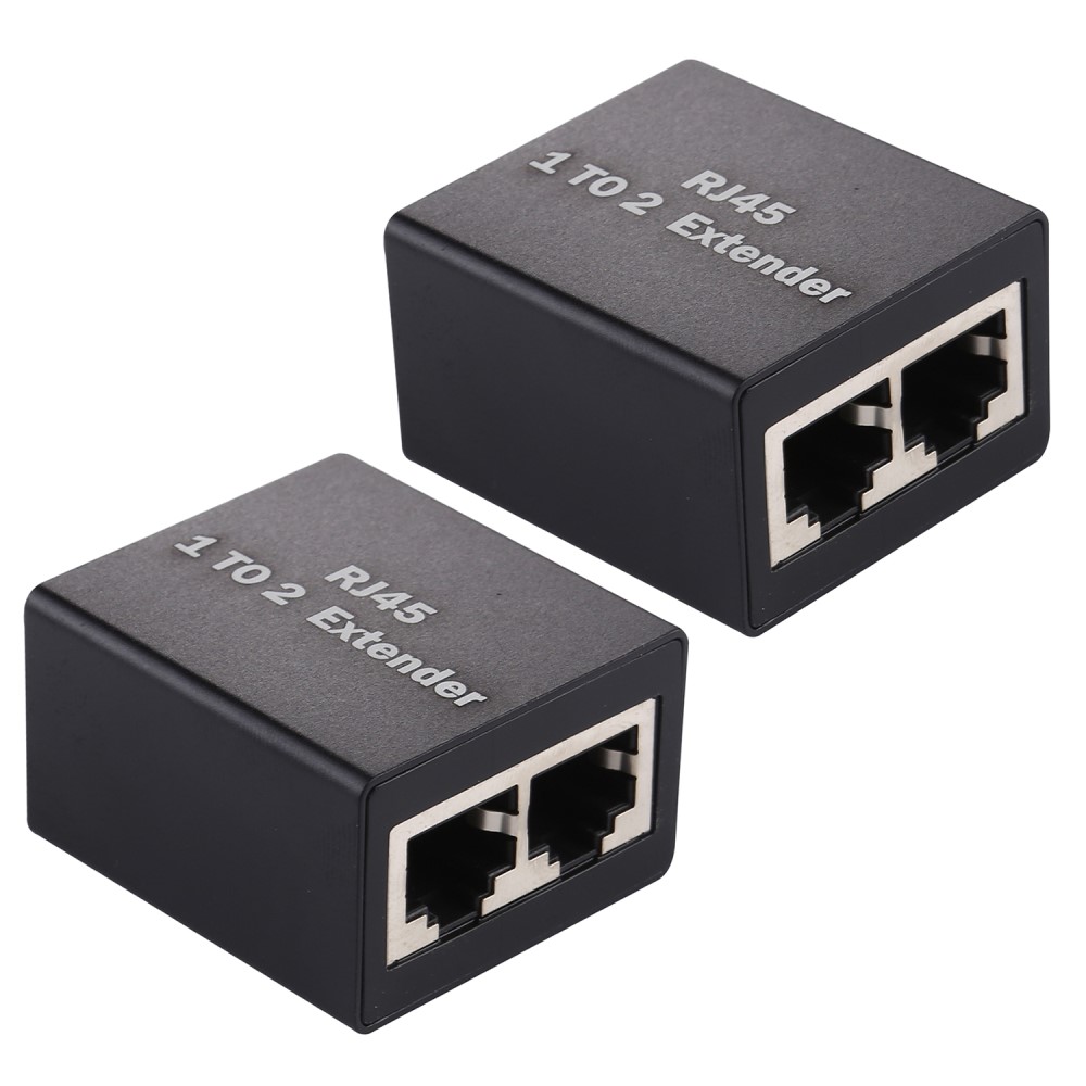 2-PACK RJ45 Splitter Ethernet LAN Adapter Svart