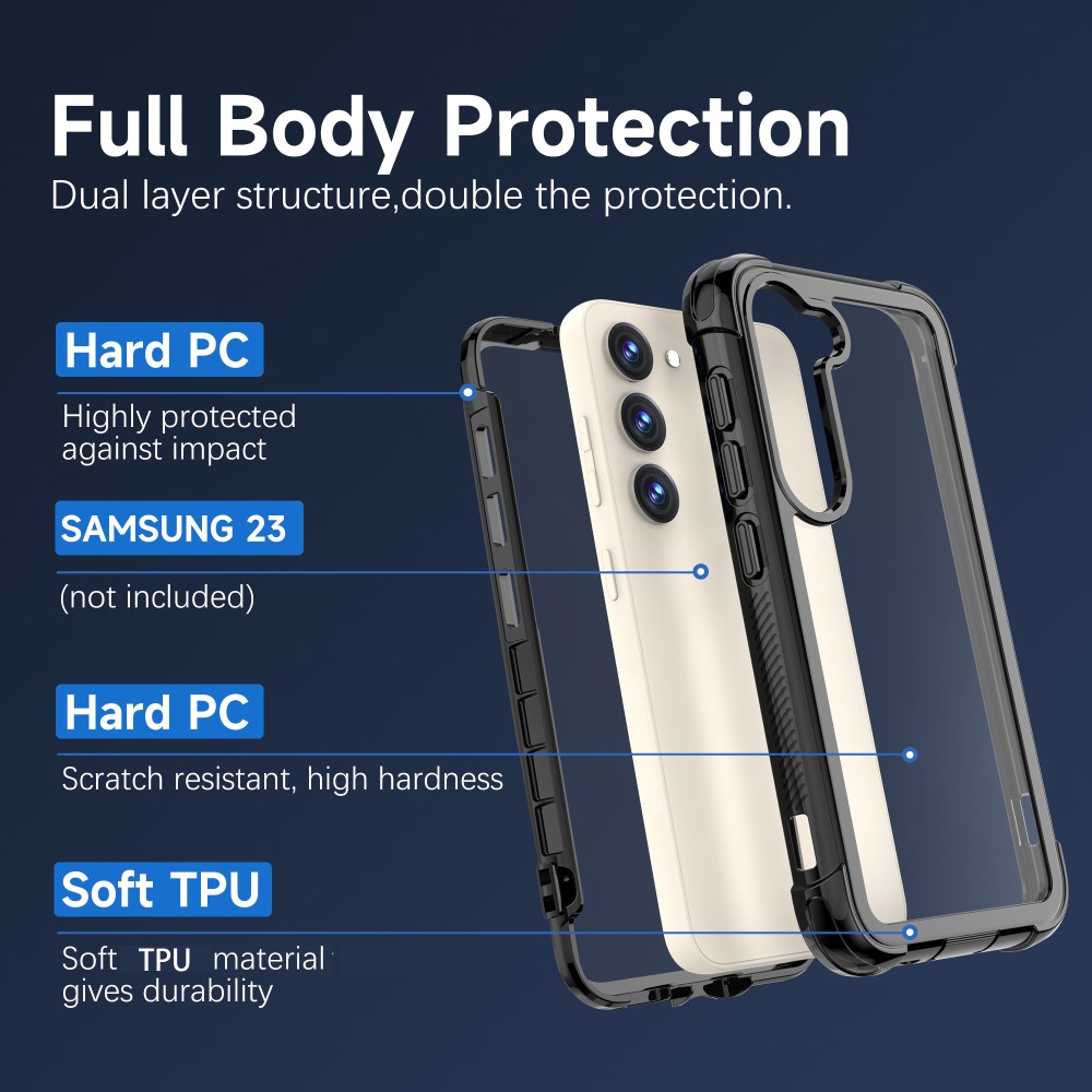 Samsung Galaxy S23 Skal Shockproof Hybrid Svart