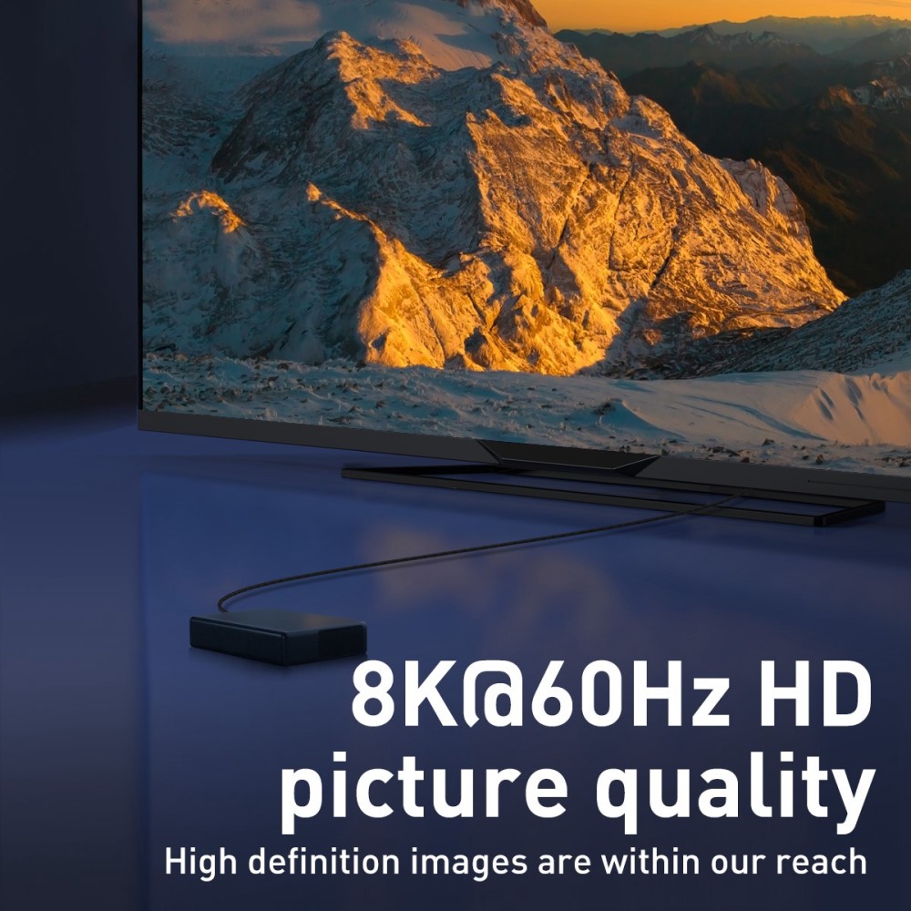 Baseus 1.5m 8K HD 60Hz HDMI - HDMI Guldplterad Nylon Kabel Svart