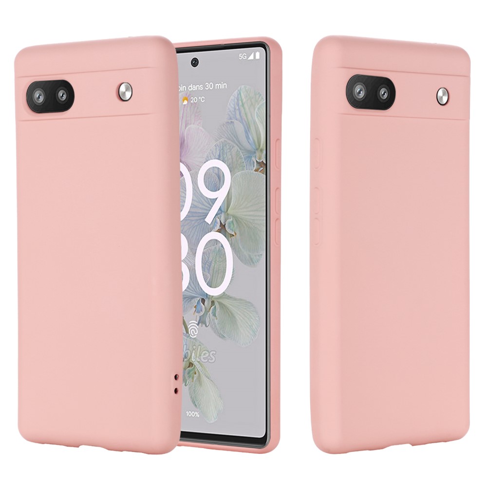 Google Pixel 7A Skal Liquid Silikon Med Strap Rosa