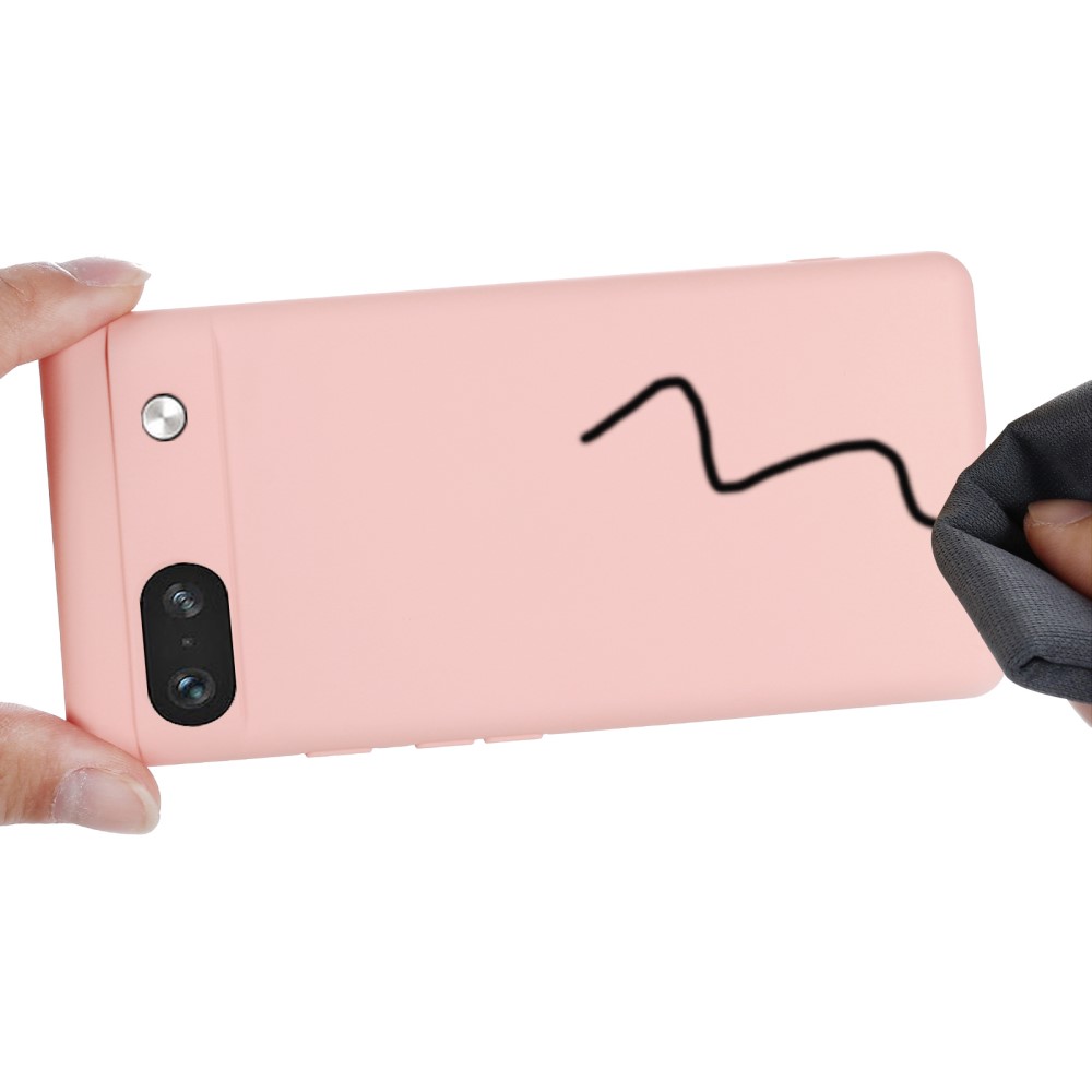 Google Pixel 7A Skal Liquid Silikon Med Strap Rosa