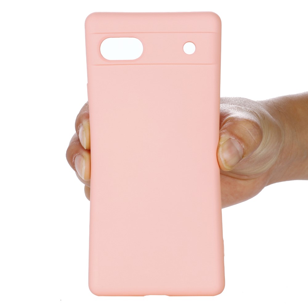 Google Pixel 7A Skal Liquid Silikon Med Strap Rosa