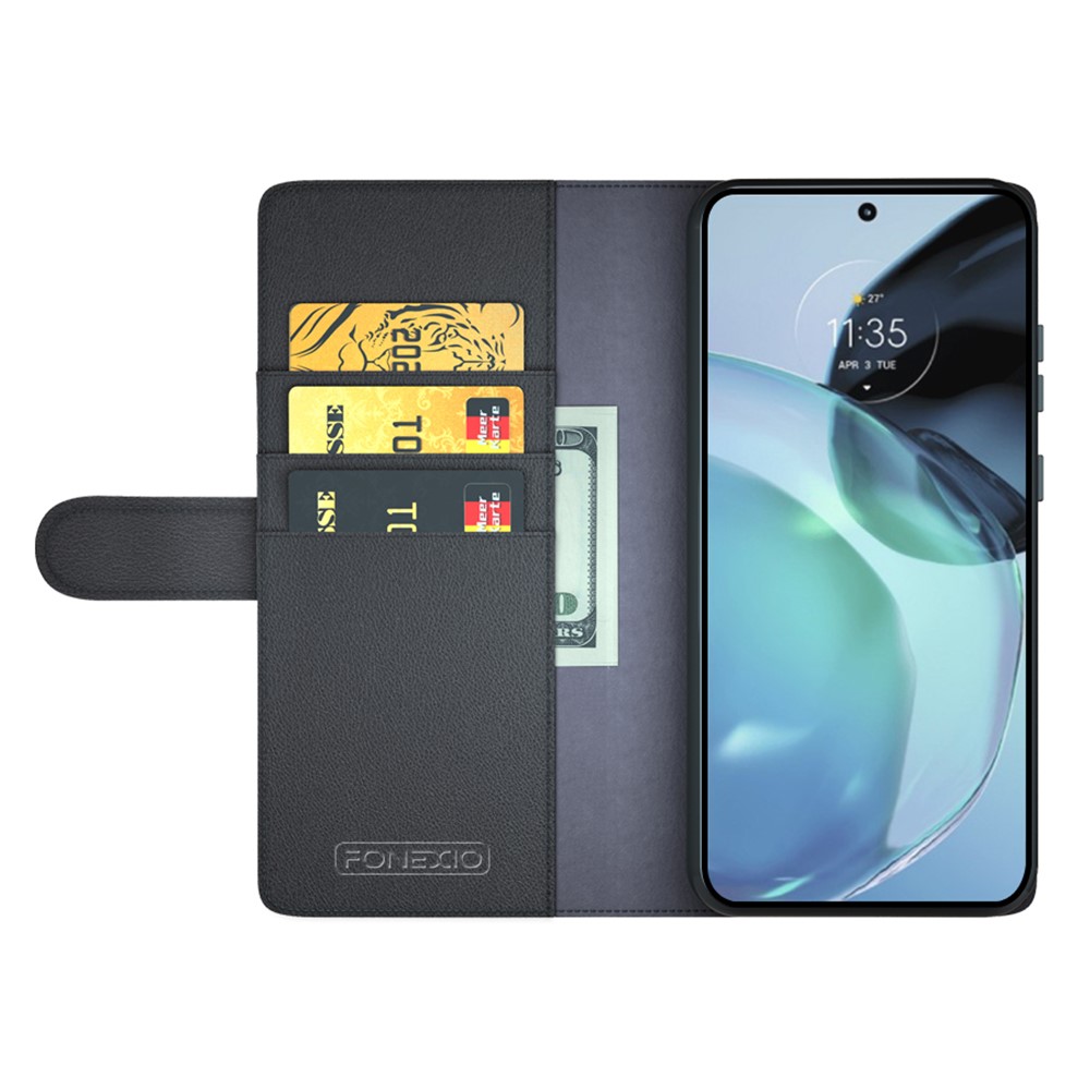 Google Pixel 7A Fodral Premium kta Lder Svart