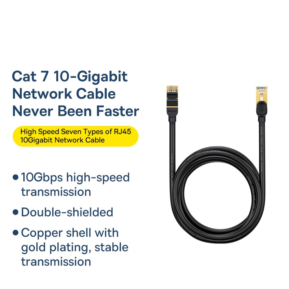 Baseus 3m Cat7 RJ45 Ntverkskabel Svart