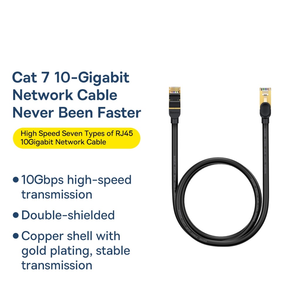 Baseus 2m Cat7 RJ45 Ntverkskabel Svart