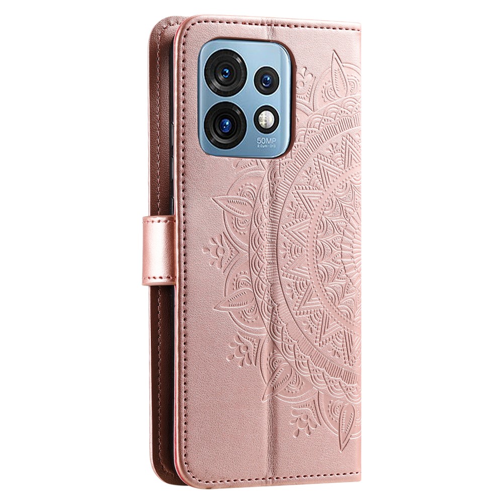 Motorola Edge 40 Pro 5G Fodral Mandala Läder Roséguld